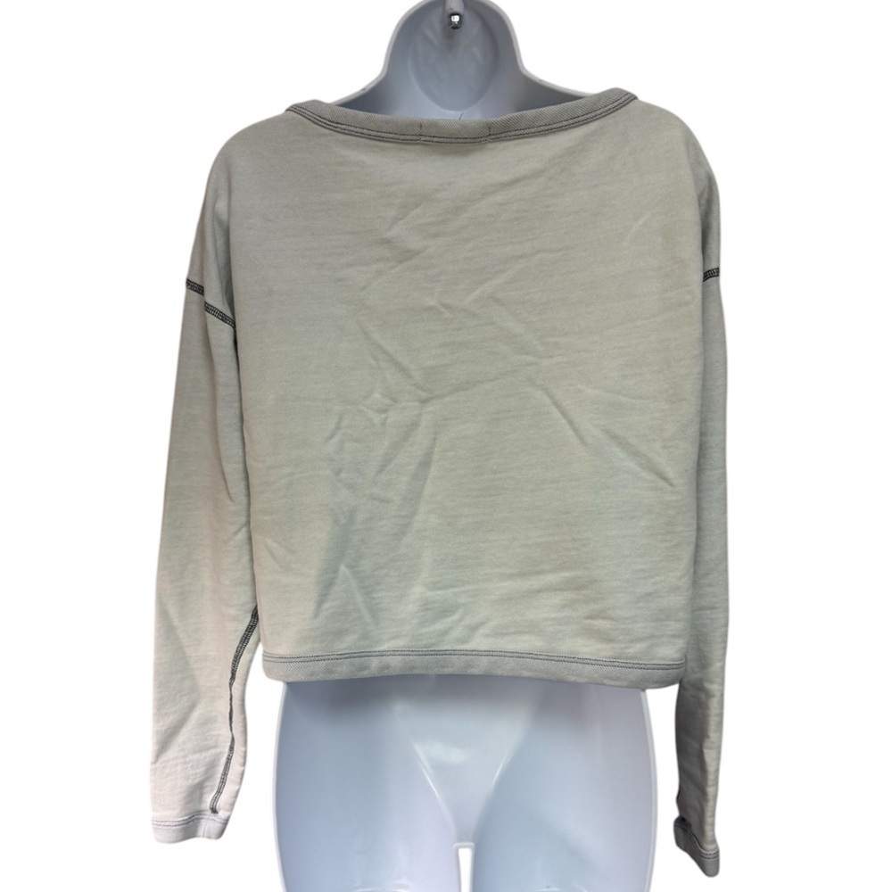 Rag & Bone The Raglan Crewneck Sweatshirt Gray Cotton Terry - Picture 3 of 5